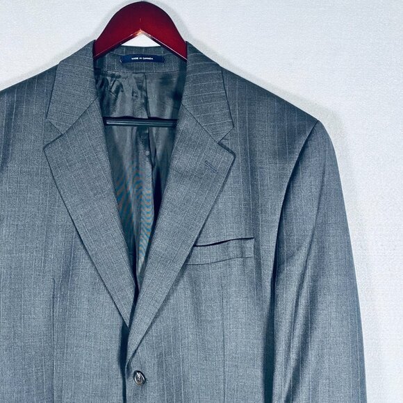 Vintage Ralph Lauren Chaps Suit Mens 44R Gray Wool 2 Piece Pinstripe 38x31 - Picture 5 of 16